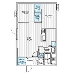 JANUSresidences南平岸駅前 2LDKの間取図画像