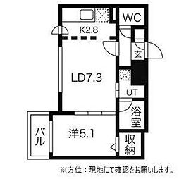 フォレストヒルズB 1LDKの間取図画像