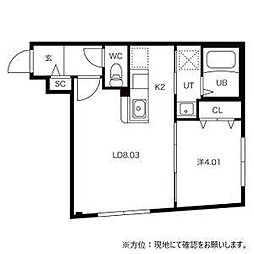RITZGRANDE中島公園 1LDKの間取図画像