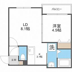 アボンド東札幌 1LDKの間取図画像