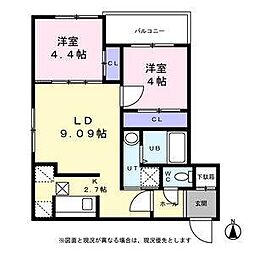 ボアソルテS4 2LDKの間取図画像