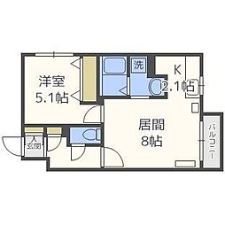 グランメールメイビス 1LDKの間取図画像