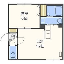 ロイヤルオーク中島公園2 1LDKの間取図画像