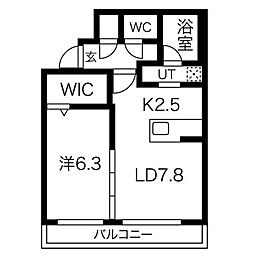 グランリーオ水車町 1LDKの間取図画像