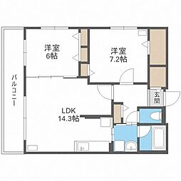 オクトブランシェ 2LDKの間取図画像