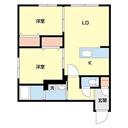 EFFICIENTSAKAEDORI 2LDKの間取図画像