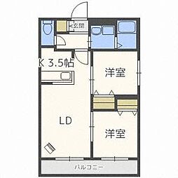 アルファスクエア平岸4条 2LDKの間取図画像