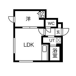 グラーサ豊園通 1DKの間取図画像