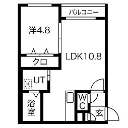 レスポワール月寒公園 1LDKの間取図画像