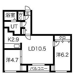 Nuovo・storiaest 2LDKの間取図画像
