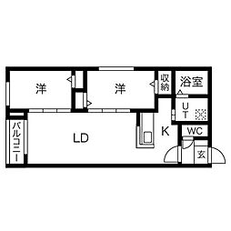 Raffine南平岸3 2LDKの間取図画像
