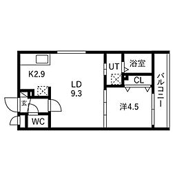 Patio北15 1LDKの間取図画像