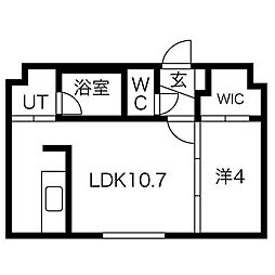 シャンテ南七条 1LDKの間取図画像