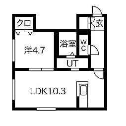 サンステージ豊平4-12 1LDKの間取図画像