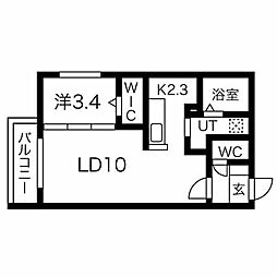 ラフィナート麻生 1LDKの間取図画像