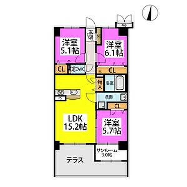 (仮称)別府2丁目計画 102｜福岡県福岡市城南区別府２丁目(賃貸マンション3LDK・1階・78.31㎡)の写真 その2