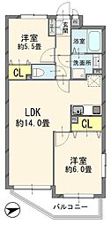 セザール新板橋 2LDKの間取図画像