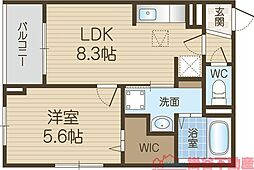 アンジュ茨木 1LDKの間取図画像