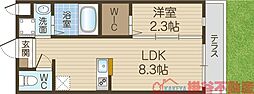 リアコート千里丘I NORTH 1LDKの間取図画像