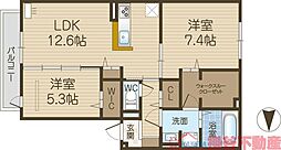 シエル・クレール 2LDKの間取図画像