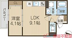 アート茨木 1LDKの間取図画像