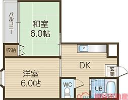 グリーンハウス 2DKの間取図画像