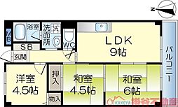 ピアハイツ幸 3LDKの間取図画像