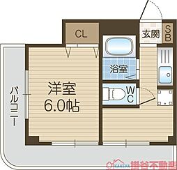 都部ハイツ 1DKの間取図画像