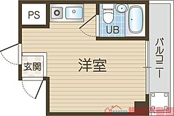 コーポウエスト・リバー 1Kの間取図画像
