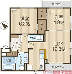 AmaranthHirano 2LDKの間取図画像