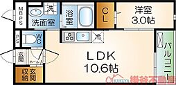 アルヴィータ 1LDKの間取図画像