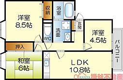 エクセル南茨木B棟 3LDKの間取図画像