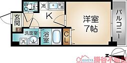 オーク南茨木 1Kの間取図画像