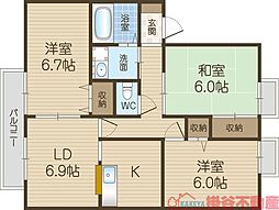フォーチュン1 3LDKの間取図画像