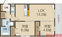 ラヴィエール南茨木II 2LDKの間取図画像