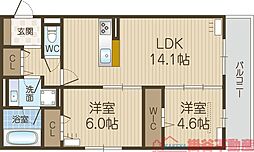 ラヴィエール南茨木II 2LDKの間取図画像