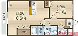エトワール新在家 1LDKの間取図画像