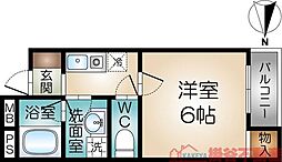 グランルー 1Kの間取図画像