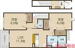 エアリーレジデンス・芝生 1LDKの間取図画像