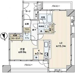 グランベルセントラルステージ 1LDKの間取図画像