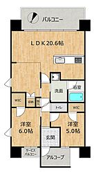 ユニハイム泉佐野駅前通り 2SLDKの間取図画像