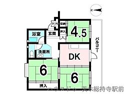 富田第二住宅61棟 3DKの間取図画像