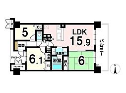 茨木ガーデンレジデンス 3LDKの間取図画像
