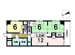 シャンボール桑名 3LDKの間取図画像