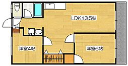 神宮ビル 2LDKの間取図画像