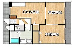 クレインズマンション 2DKの間取図画像