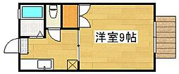 エクセルB 1Kの間取図画像