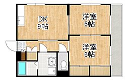 恒吉マンションC棟 2DKの間取図画像