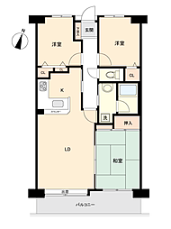 チサンマンション水前寺 3LDKの間取図画像