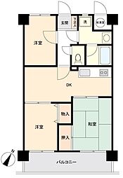ロワールマンション小倉赤坂 3DKの間取図画像
